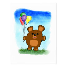 Cute Cartoon Birthday Bear Postcard