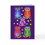Cute Cartoon Birthday card with Owls