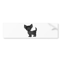 Cute Cartoon Black Long-haired Chihuahua Bumper Stickers