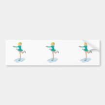 cute cartoon blonde girl figure skating bumper stickers