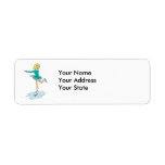 cute cartoon blonde girl figure skating custom return address label