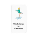cute cartoon blonde girl figure skating personalized address labels