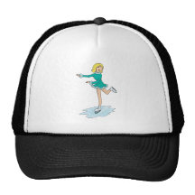 cute cartoon blonde girl figure skating mesh hat
