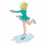 cute cartoon blonde girl figure skating photo sculptures