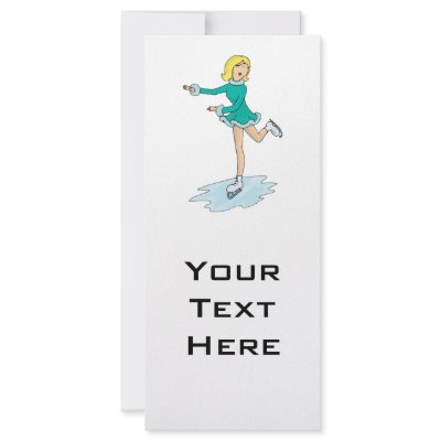 cute cartoon blonde girl figure skating rack card by sports_shop