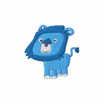 Cute Cartoon Blue Lion embroidery Embroidered Shirt