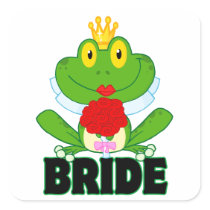 cute cartoon bride froggy frog with text stickers