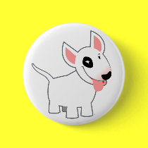 Cute Cartoon Bull Terrier Button Badge
