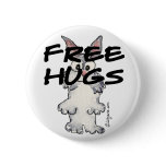 Cute Cartoon Bunny Rabbit Free Hugs Pin