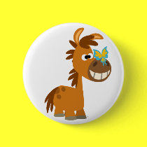 Cute Cartoon Butterfly Pony Button Badge