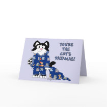 Cute Cartoon Cats Pyjamas Greeting Card