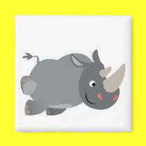Cute Cartoon Charging Rhino Magnet