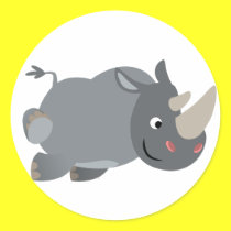cartoon charging rhino