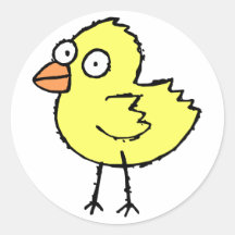 Cute Cartoon Chick Round Sticker