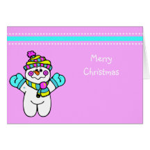 Cute Cartoon Christmas Snowman Greeting Card