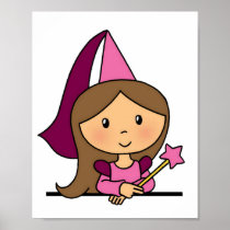 Cute Cartoon Clip Art Princess in a Pink Dress Print