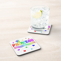 Cute Cartoon Clip Art Rainbow Princess Tiara Drink Coasters