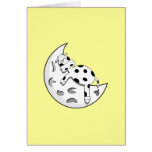 Cute Cartoon Cow Sleeping On The Moon Cards