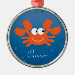 Cute Cartoon Crab Cancer Zodiac Sign Custom Christmas Ornament