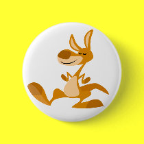 Cute Cartoon Dancing Kangaroo Button Badge