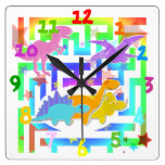 Cute Cartoon Dinosaurs Colour Maze Clock