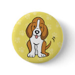 Cute Cartoon Dog Basset Hound Button