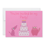 Cute Cartoon Dog, Cat & Birthday Cake Pink Party