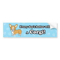 Cute Cartoon Dog Corgi Bumper Sticker