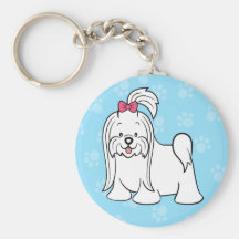 Cute Cartoon Dog Maltese Keychain