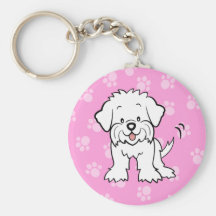 Cute Cartoon Dog Maltese Keychain