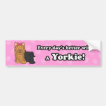 Cute Cartoon Dog Yorkie Bumper Sticker
