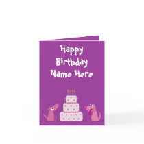 Cute Cartoon Dogs Birthday Animal Charity Purple Greeting Card