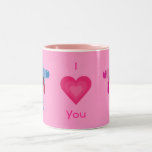 Cute Cartoon Dogs Pink I Love You Mug
