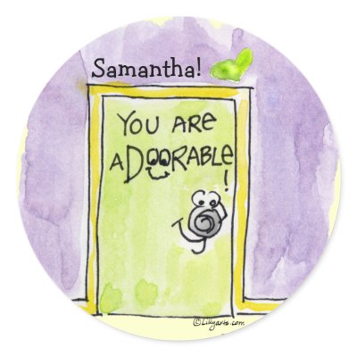 Cute Cartoon Door and Heart Custom Stickers by zooogle