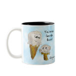 Cute Cartoon Faces Ice Cream Cones Coffee Mugs