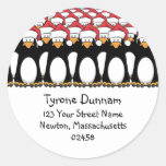Cute Cartoon Festive Penguins Fun Address Labels Sticker