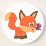 Cute Cartoon Fox  And Butterfly Coaster dessous de verres