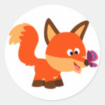 Cute Cartoon Fox  And Butterfly Sticker autocollants