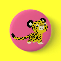 Cute Cartoon Friendly Leopard Button Badge