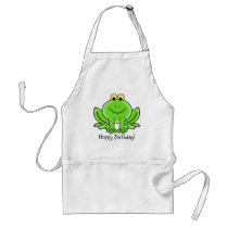 Cute Cartoon Frog Hoppy Birthday Funny Greeting Apron