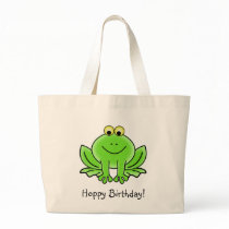 Cute Cartoon Frog Hoppy Birthday Funny Greeting Canvas Bags