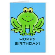 Cute Cartoon Frog Hoppy Birthday Funny Greeting Greeting Card