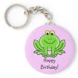 Cute Cartoon Frog Hoppy Birthday Funny Greeting Keychains