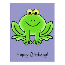 Cute Cartoon Frog Hoppy Birthday Funny Greeting Postcards