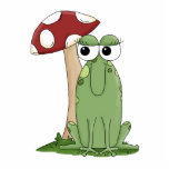 Cute Cartoon Frog With Mushroom Toadstool Design Photo Sculpture