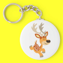 Cute Cartoon Gamboling Fallow Deer Keychain