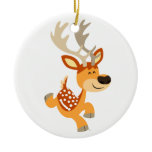 Cute Cartoon Gamboling Fallow Deer Ornament