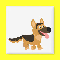 Cute Cartoon German Shepherd Dog Magnet