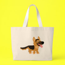 Cute Cartoon German Shepherd Dog Tote Bag