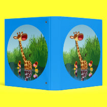 Cute Cartoon Giraffe and Ducklings Aver Binder